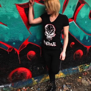 F. Noize Dames V-neck T-shirt 'Graffitti'