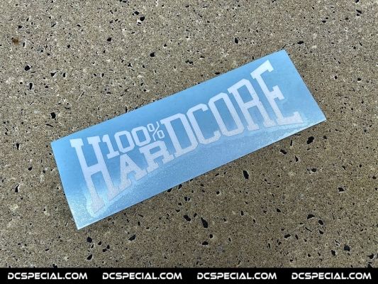 100% Hardcore Mini Car Sticker '100% Hardcore White 15cm'